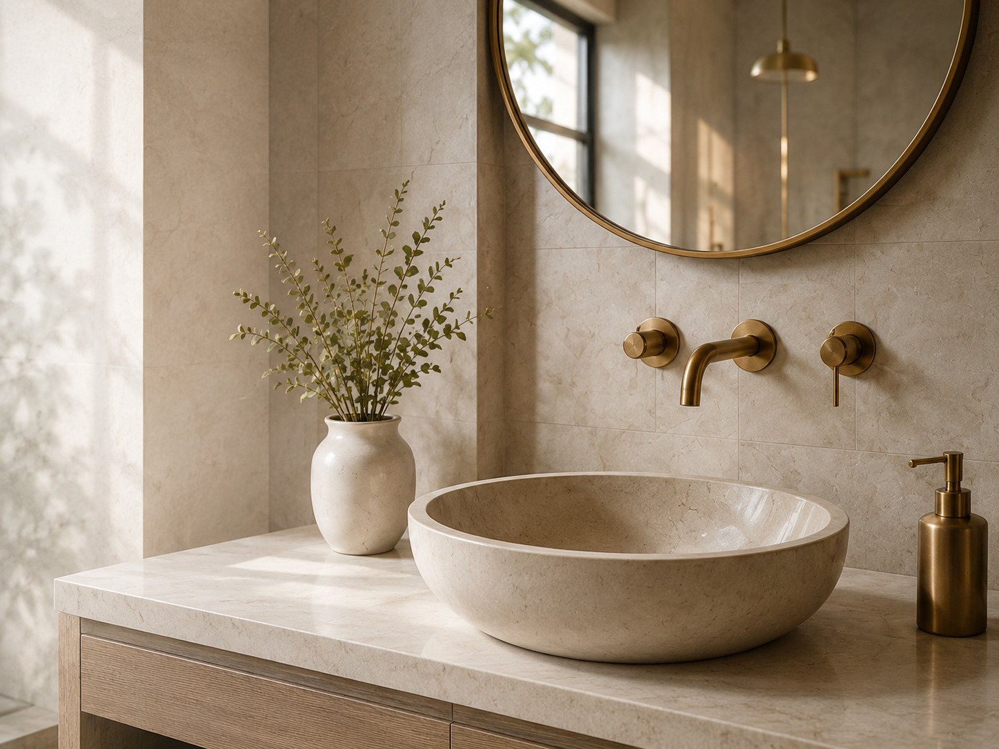 Baño de lujo con acabados en bronce - Stylos en Bronce