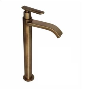 Grifería lavamanos alta agua fría bronce