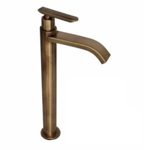 Grifería lavamanos alta agua fría bronce